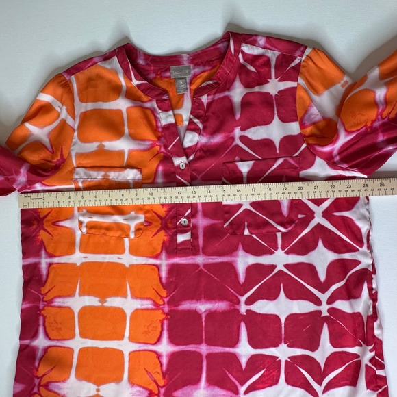 Chicos Tie Dye Abstract Blouse Size 3 XL V-Neck Colorful Vibrant Lightweight - Picture 10 of 10